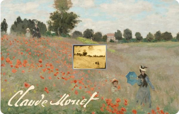 3.000 Francs Tschad Claude Monet III Mohnfeld Coincard Gold