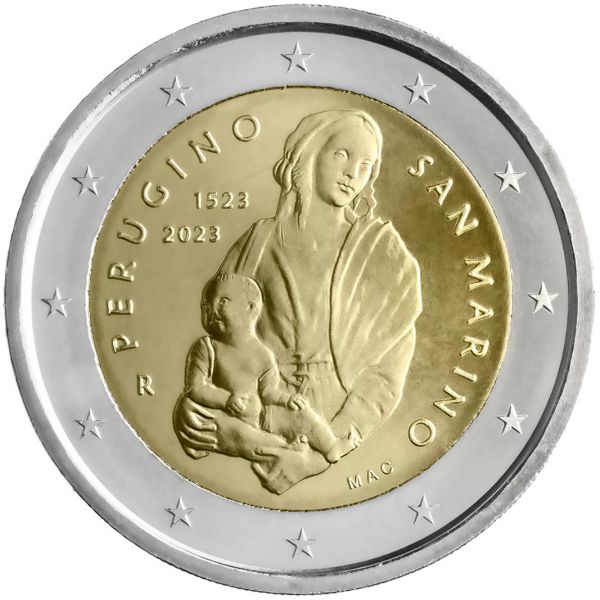 2 Euro San Marino 500. Todestag Pietro Perugino 2023 CN St