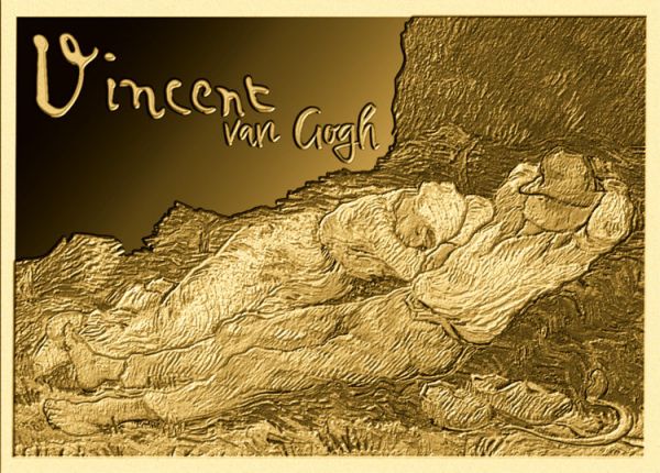 3.000 Francs Tschad Vincent Van Gogh II Mittagsruhe CC Gold