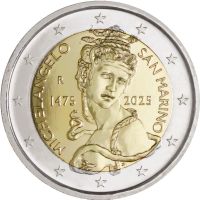 2 Euro San Marino 550. Geburtstag Michelangelo 2025 CN St 2 Euro San Marino 550. Geburtstag Michelangelo 2025 CN St