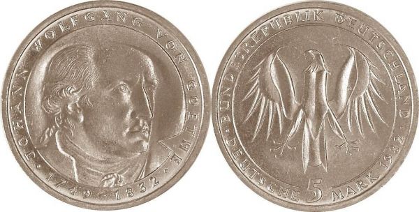 5 DM J. Wolfgang Goethe 1982 st CN
