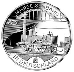 10 Euro Deutschland 175 Jahre Eisenbahn 2010 Silber St -D-