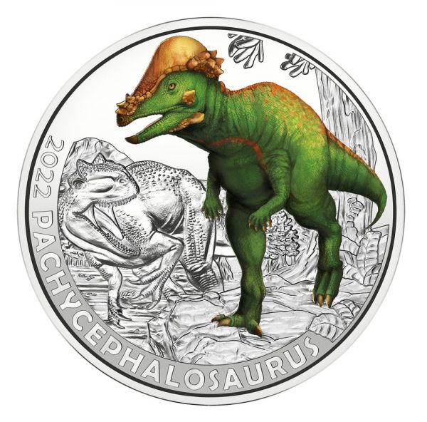 3 Euro ÖS Dinotaler Pachycephalosaurus 2022 Buntmetall hgh