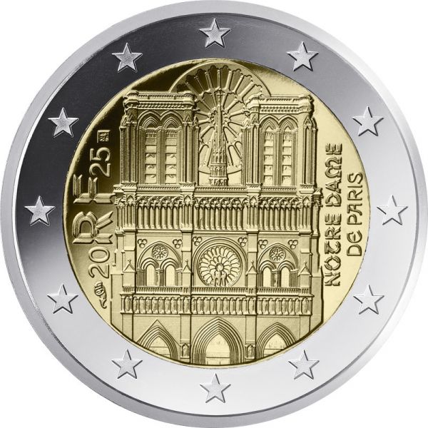 2 Euro Frankreich Kathedrale Notre Dame 2025 CN bfr
