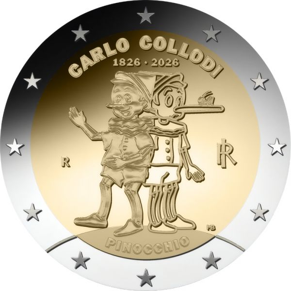 2 Euro IT 200. Geburtstag Carlo Collodi - Pinocchio 2026 CuNi bfr