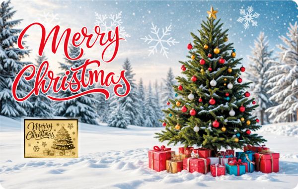 3.000 Francs Tschad Merry Christmas Weihnachtsbaum CC Gold