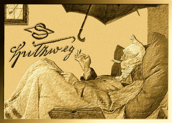 3.000 Francs Tschad Carl Spitzweg I Der Arme Poet CC Gold