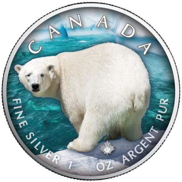 5 Dollar Kanada Trails of Wildlife - Eisbär 2021 Silber St