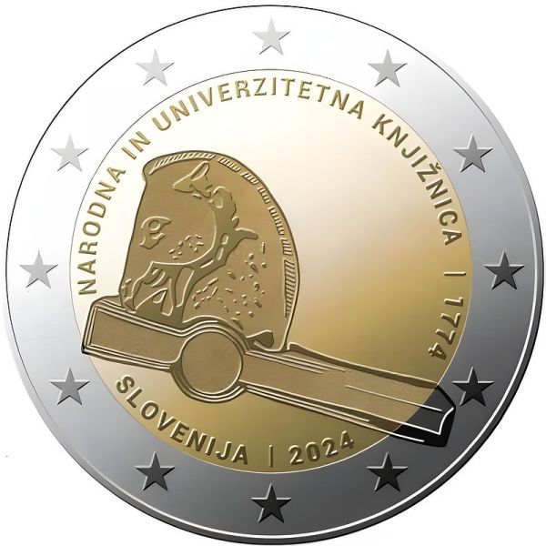 2 Euro Slowenien 250 J. National- u. Uni.-Bibliothek 2024 CuNi bfr