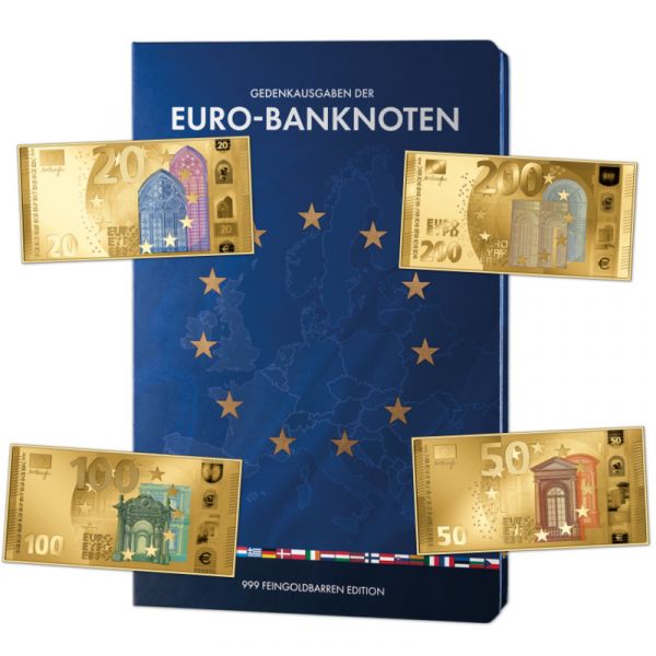13x Tschad Münzbarren-Kollektion "Euro-Banknoten" 1/1000 oz