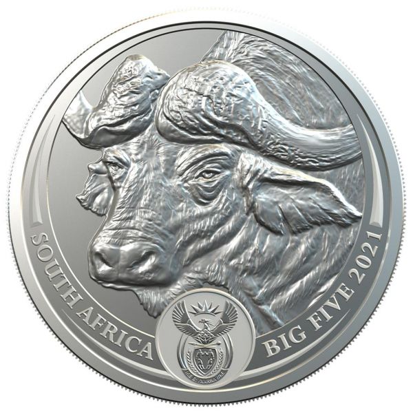 5 Rand Südafrika Big Five - Büffel 2021 Silber St