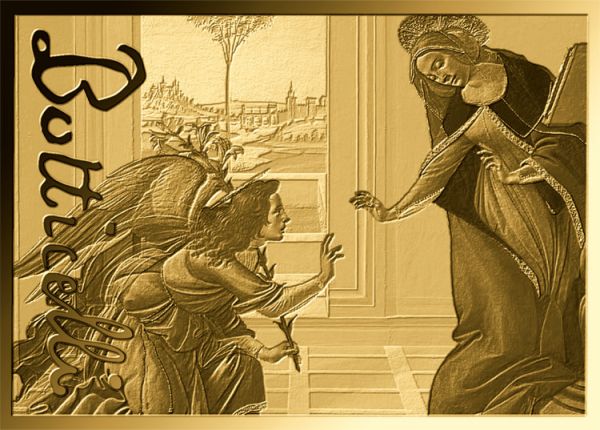 3.000 Francs Tschad Botticelli II Verkündigung an Maria CC Gold