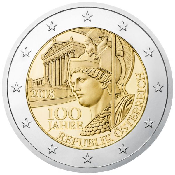 2 Euro Österreich "100 Jahre Republik Österreich" 2018 CN bfr