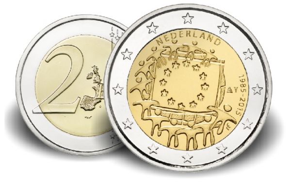 2 € Niederlande "30 Jahre Europaflagge" 2015 CN vz