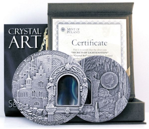 2 Dollar Niue Crystal Art - Secrets of Liechtenstein 2012 2oz Ag AF