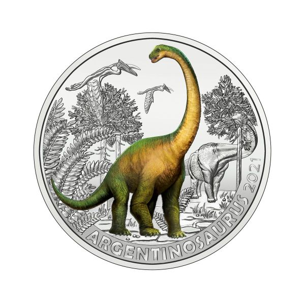 3 Euro ÖS Dinotaler Argentinosaurus 2021 Buntmetall hgh
