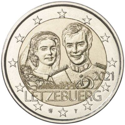 2 Euro Luxemburg 40. Hochzeitstag Henri 2021 CN bfr