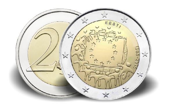 2 € Estland "30 Jahre Europaflagge" 2015 CuNi vz