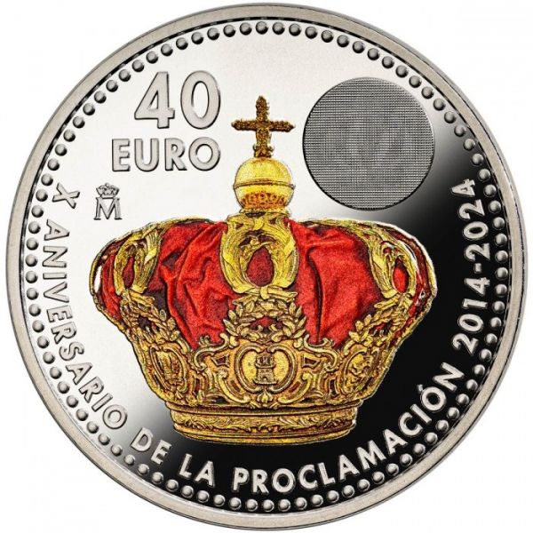 40 Euro 10 J. Proklamation König Felipe VI 2024 Silber St
