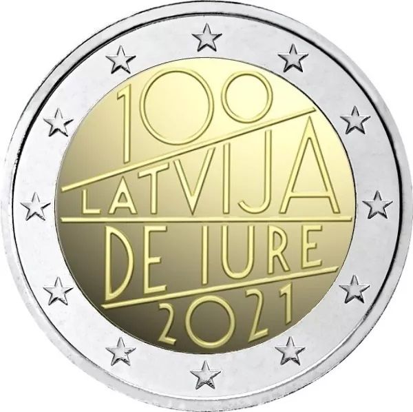 2 Euro Lettland 100. Jt. internat. Anerkennung 2021 CuNi bfr
