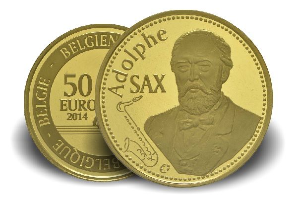 50 € Belgien "200. Geb. Adolphe Sax" 2014 Au PP