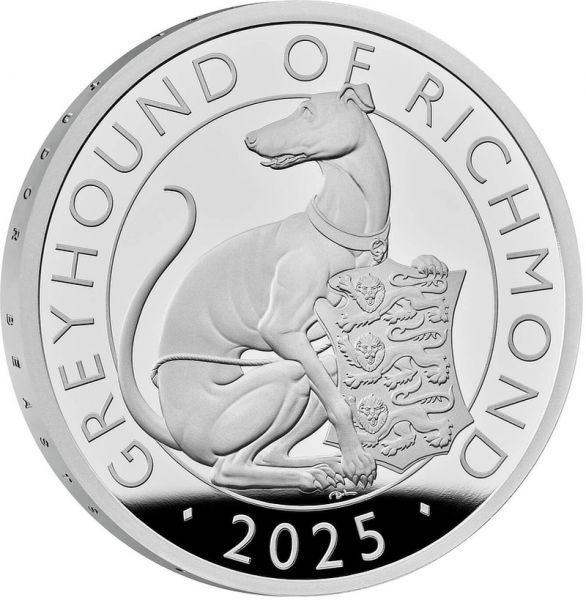 2 Pfund GB Tudor Beasts - Greyhound 2025 Silber PP