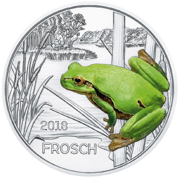 3 € Österreich "Tiertaler - Frosch" 2018 Buntmetall hgh