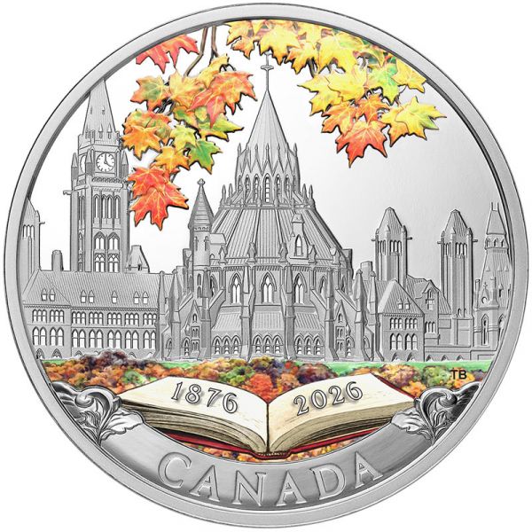 20 Dollar Kanada 150J. Parlamentsbibliothek 2026 Silber PP