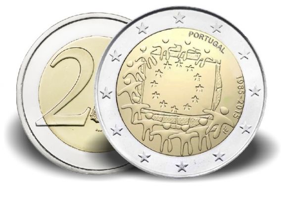 2 € Portugal "30 Jahre Europaflagge" 2015 Cn vz
