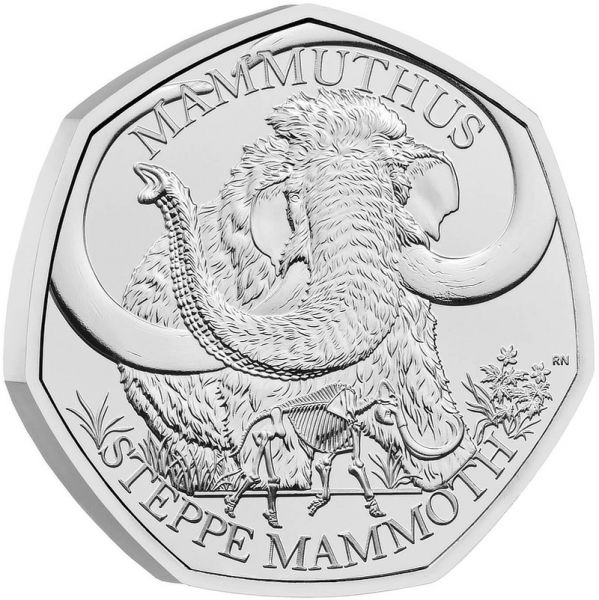 50 Pence GB Mammut - Giganten der Eiszeit 2024 CN St Blister