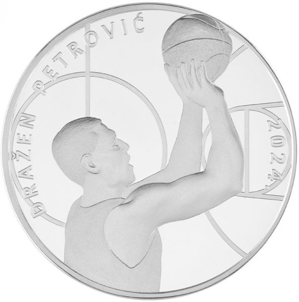 4 Euro Kroatien 60. Geburtstag Dražen Petrovic 2024 Silber PP