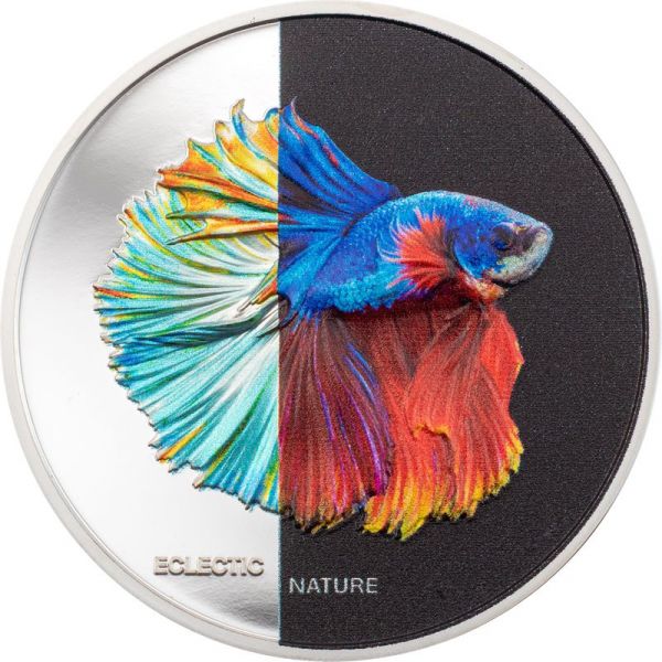5 Dollar Cook Islands Fighting Fish 2021 Silber PP