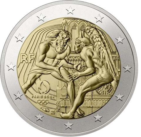 2 Euro Frankreich Olympiade - Herkules Ringkampf 2024 CN bfr