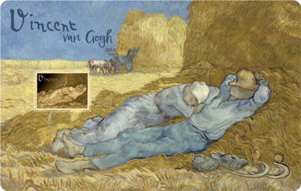3.000 Francs Tschad Vincent Van Gogh II Mittagsruhe Coincard Gold