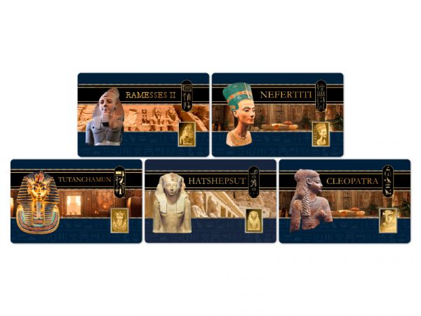 5x 3.000 Francs Tschad Pharaonen Set Coincard Gold