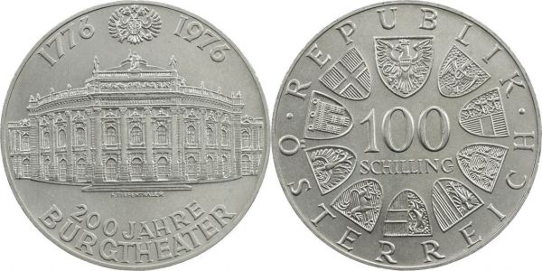 100 ATS 200 Jahre Burgtheater 1976 Ag Vz