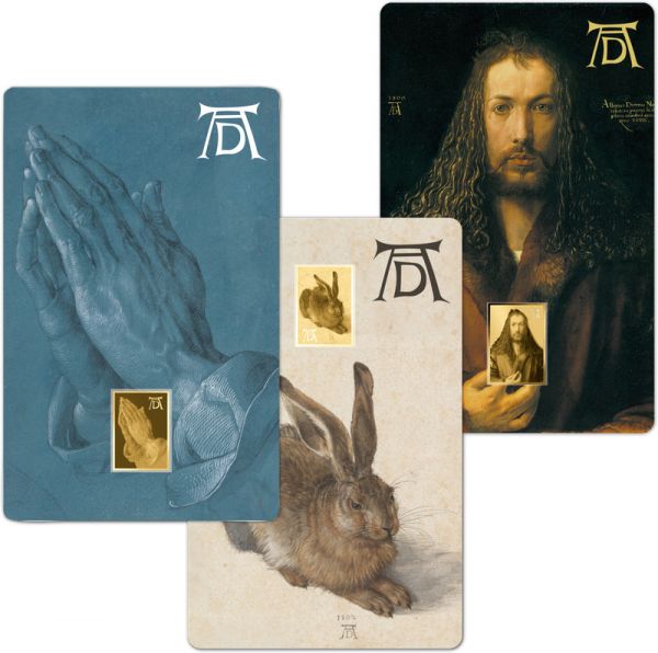 3x 3.000 Francs Tschad Albrecht Dürer Komplett Set Gold