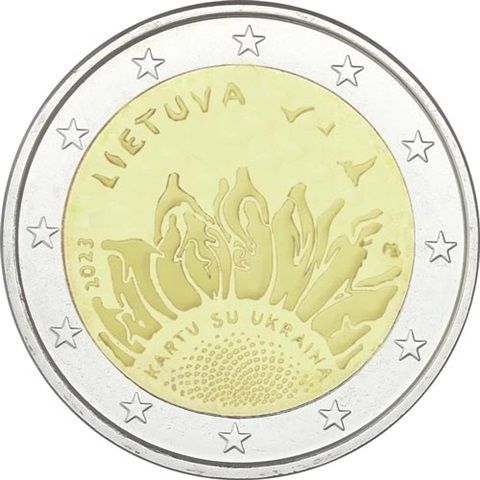 2 Euro Litauen Gemeinsam mit der Ukraine 2023 CN bfr