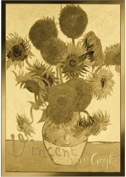 3.000 Francs Tschad Vincent Van Gogh Sonnenblumen Gold