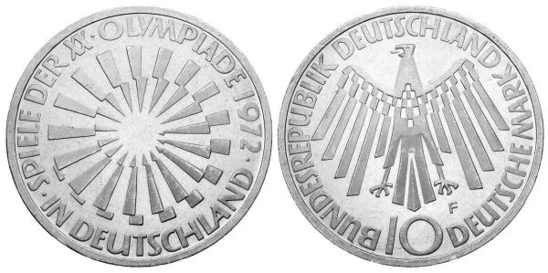 10 DM Oly. Deutschland Spirale 1972 Ag st
