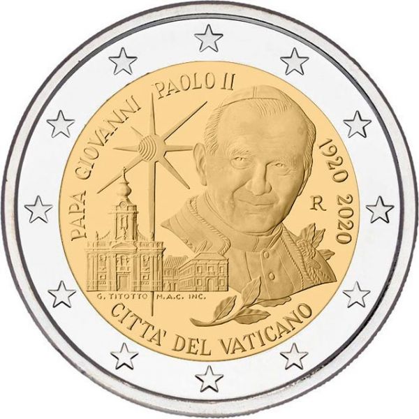 2 Euro Vatikan 100 Geb. Papst Johannes Paul II. 2020 CN St