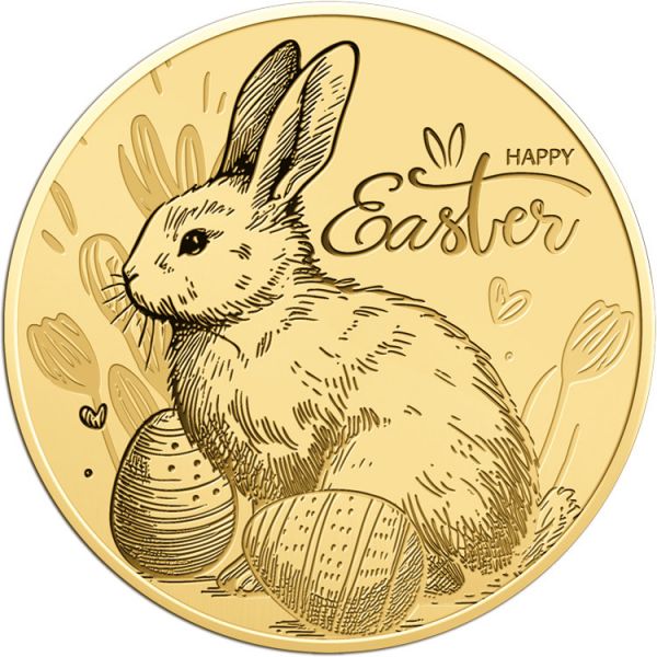 3.000 Francs Tschad Frohe Ostern - Happy Easter Coincard Gold