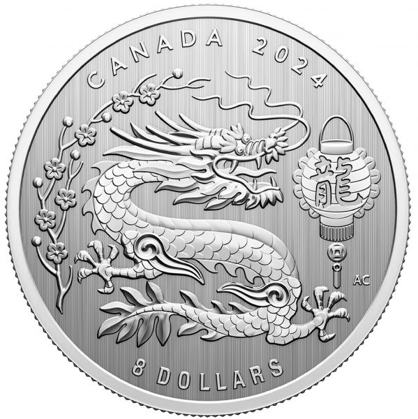 8 Dollars Kanada Mondjahr des Drachens 2023 Silber St