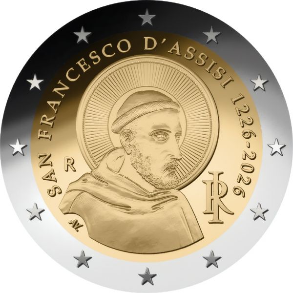 2 Euro Italien 800. Todestag Franz von Assisi 2026 CuNi bfr