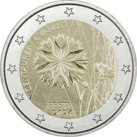 2 Euro Estland Nationalblume Kornblume 2024 CN bfr