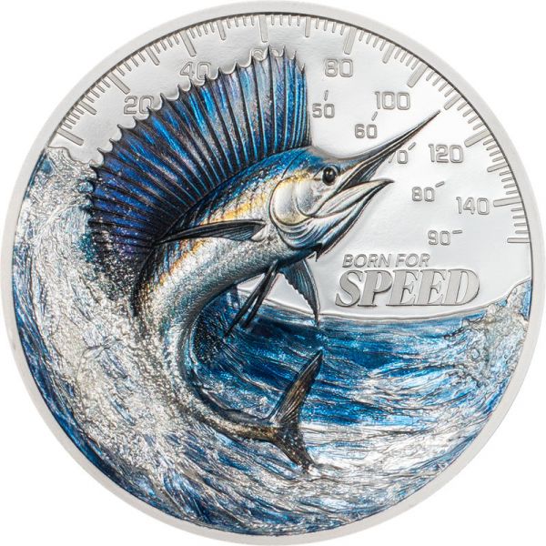 5 Dollars Cook Islands Born for Speed - Sailfish 2027 Silber PP