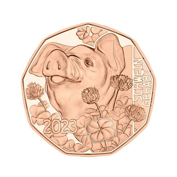 5 Euro ÖS Neujahrsmünze - Schwein gehabt 2023 Cu vz