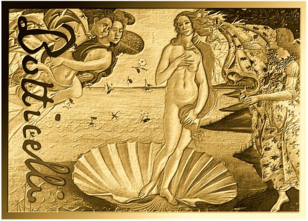 3.000 Francs Tschad Botticelli Die Geburt der Venus Gold