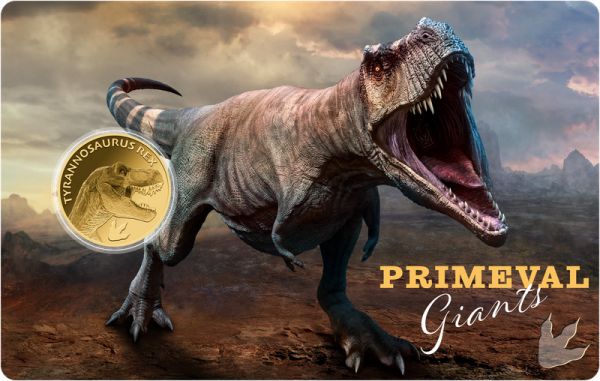 3.000 Francs Tschad Tyrannosaurus Rex Coincard Gold