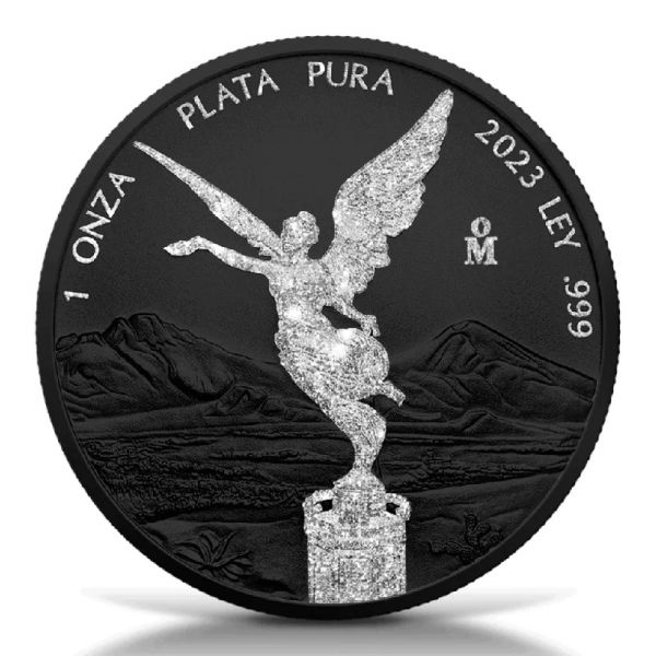 1 Onza Mexico Libertad 2023 Silber Black Platinum + Diamond Dust